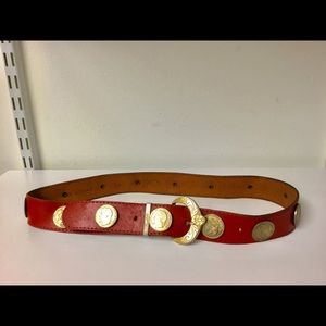 avignon Accessories - Avignon gold coins red leather belt avignon Accessories - Avignon gold coins red leather belt